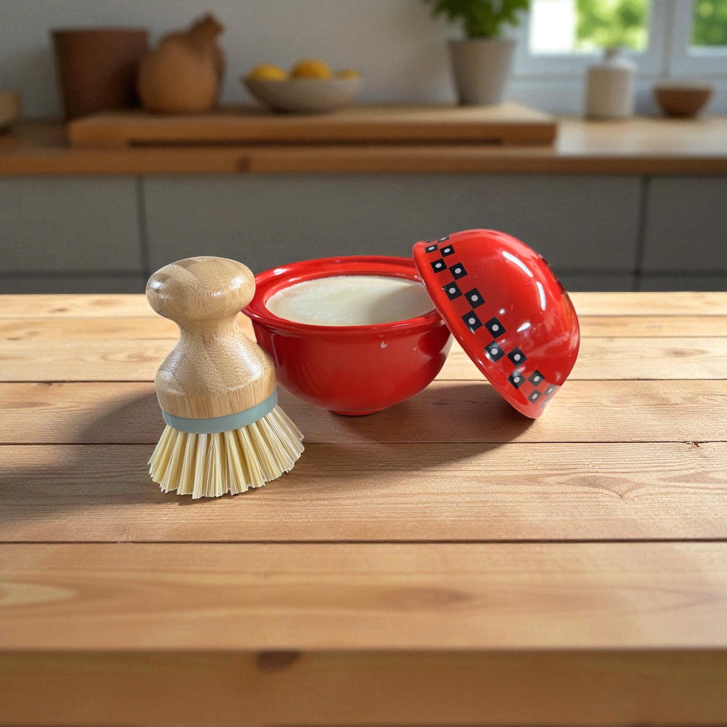 Solid Dish Soap with bamboo dish brush