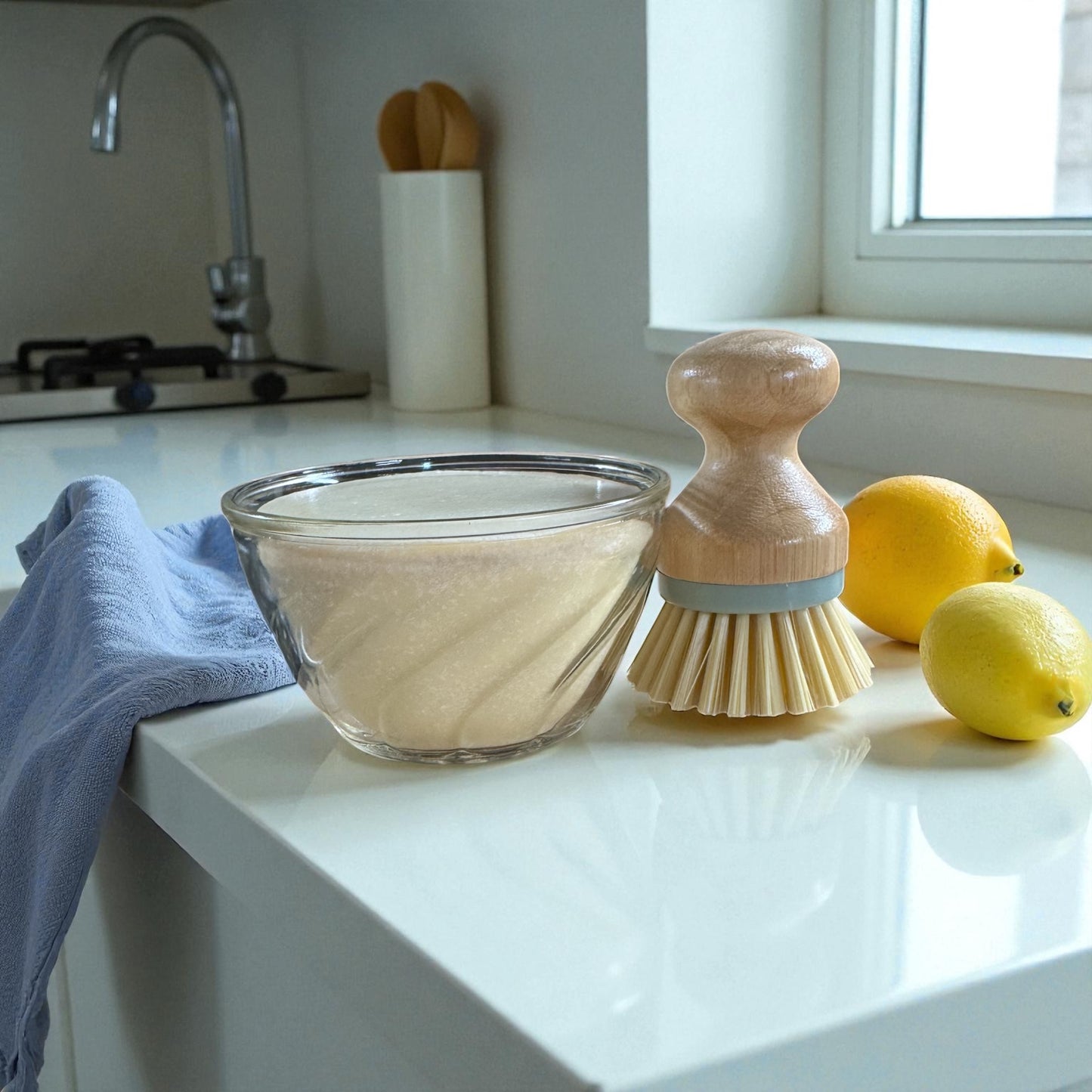 Solid Dish Soap with dish scrub brush